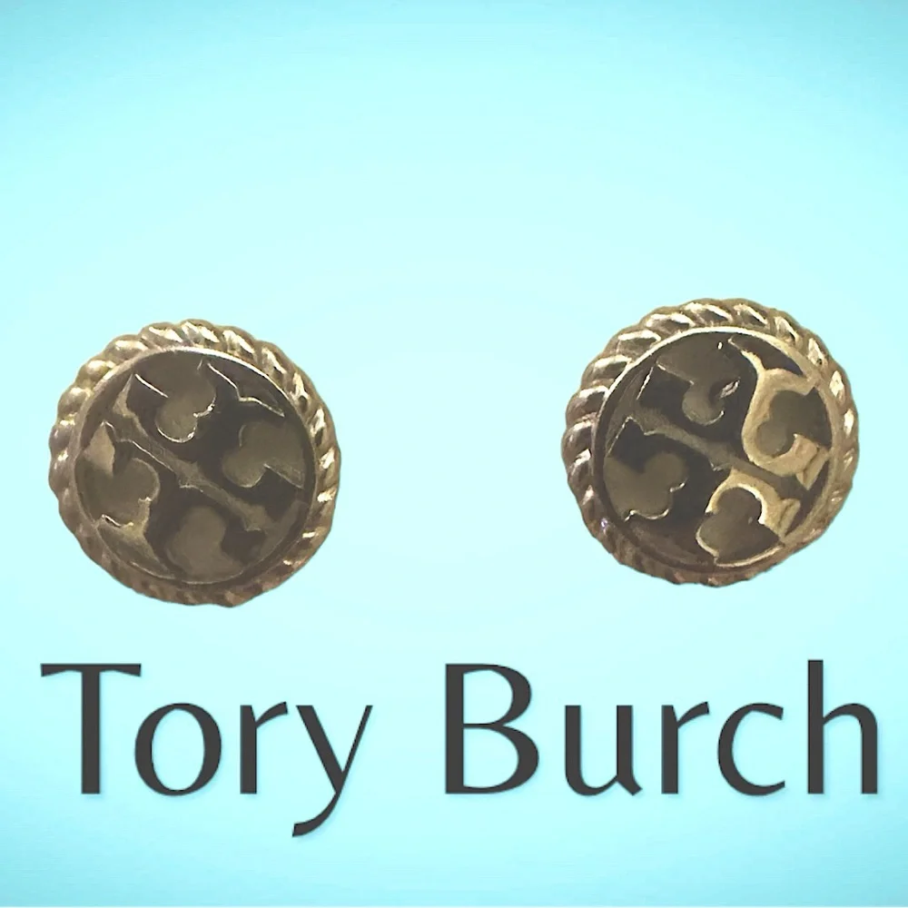 TORY BURCH LOGO earrings in silver NEW WITH TAGS $98 MSRP